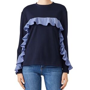 Drew Marsha Blue Ruffled Sweatshirt | S